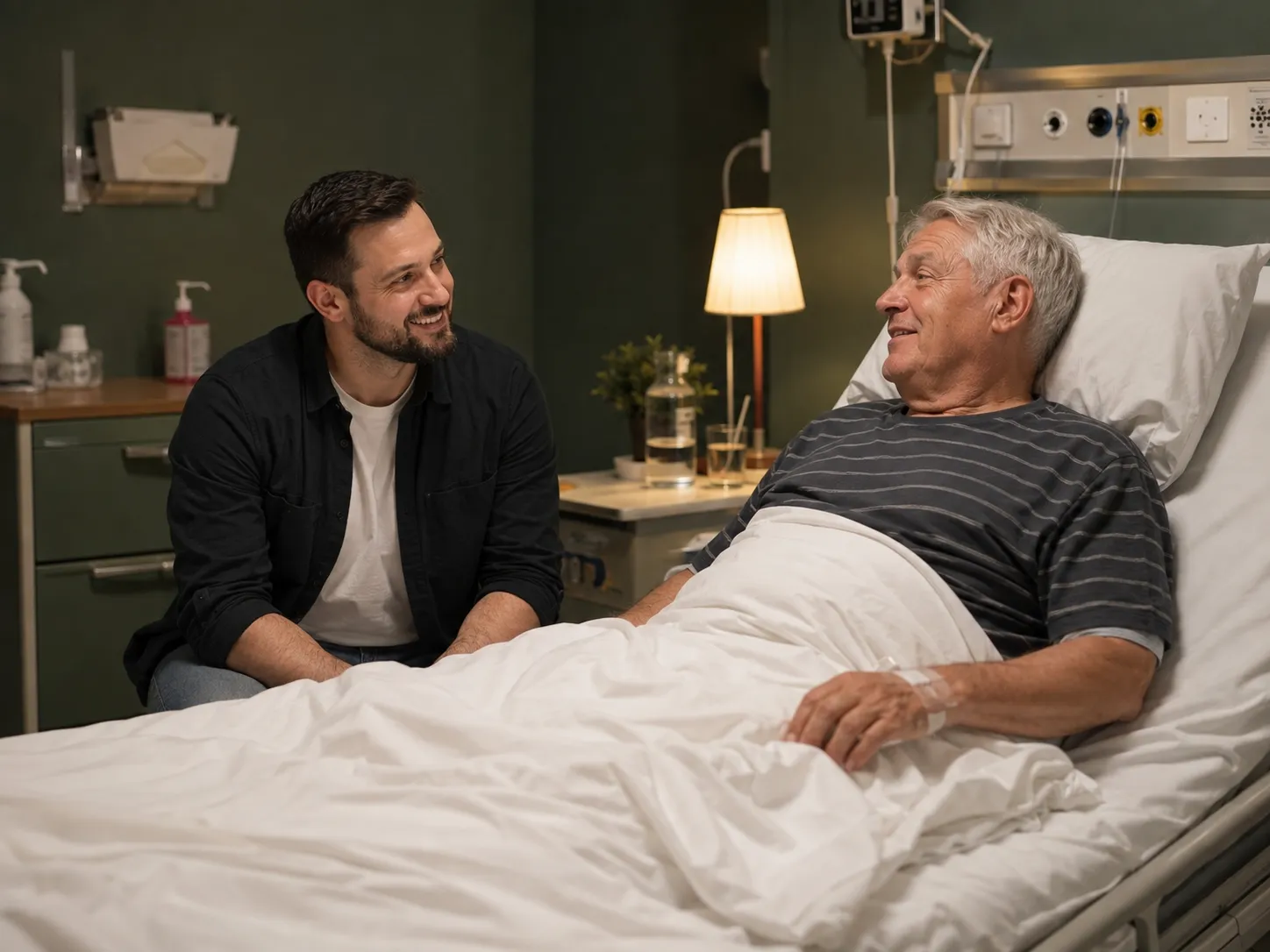 A family member visiting a recovering patient